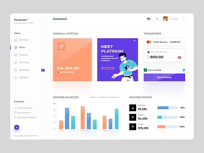 Freelancer Finance Dashboard admin panel analytics dashboard dashboard design dashboard ui data visulizations design home page management tools saas dashboard ui concept ui design web web design