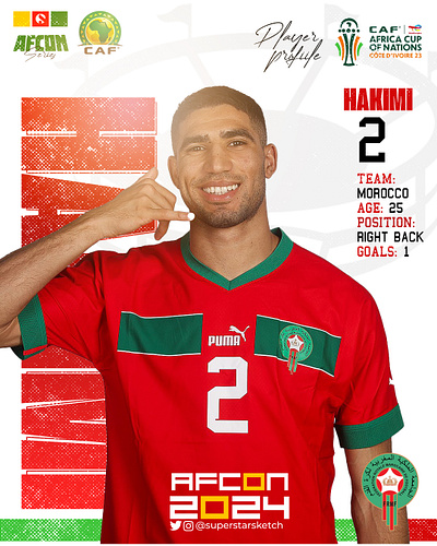 ACHRAF HAKIMI Sports Player Profile AFCON afcon african football football club football team graphic design hakimi jersey swap liverpool morocco soccer sports sports design sports designer sports logo sports profile