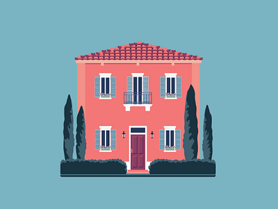 Traditional Italian house. Mediterranean architecture. Tuscany. architecture flat house illustration italian italy mediterranean travel tuscany vector