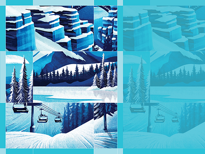 Sneak Peek card cliff cliffs drawing environment holiday illustration landscape lift mountain mountains pine pines procreate series ski snow snowy texture valley