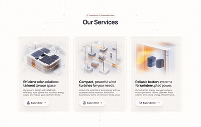 GreenTech 2.0 Services ai clean design eco illustration modern renewable solar ui ux wind