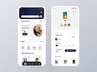 Pet Supplies Marketplace - Clean UI Concept clean ui graphic design marketplace minimal design mobile app pet care shopping app ui