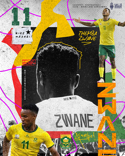 THEMBA ZWANE Sports player profile for AFCON asambe capetown football football design mamelodi sundowns mzansi soccer south africa themba zwane zulu