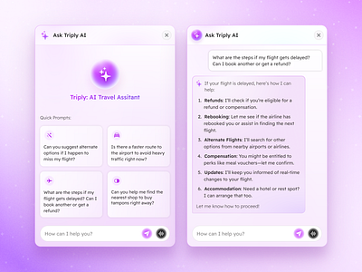 Triply: AI Travel Assistant aiassistant aichat chatdesign cleanui design guide minimalui modernui product design travel traveltech travelui trip plannner ui uidesign uiux uxui