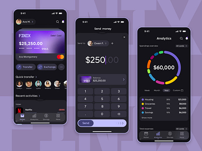 Mobile Banking | FinTech | Banking App analytics banking cards budgetingapp cleandesign daily ui dark mode dashboard datavisualization financedashboard fintech fintechdesign interactiondesign minimaldesign mobilebanking modernui moneytransfer spendingtracker ui ui trends ux