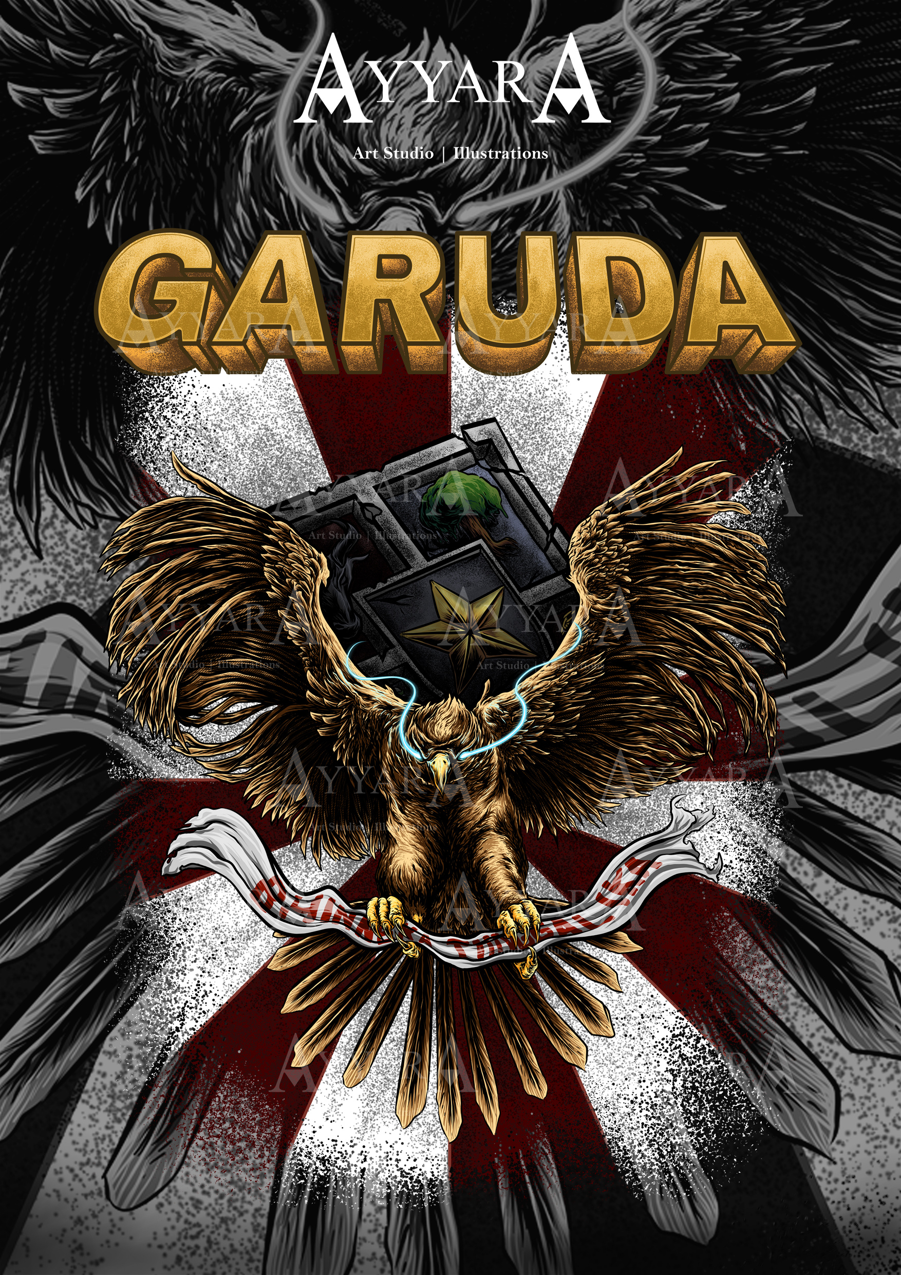 Garuda illustration apparel art artwork clotes clothing design digital digital art digital illustration fantasy garuda garuda illustration illustration illustration art kita garuda poster symbol tshirt