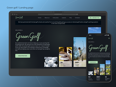 Green golf / Landing Page / ui ux design design figma golf graphic design illustration landing logo mobile ui ux uxui