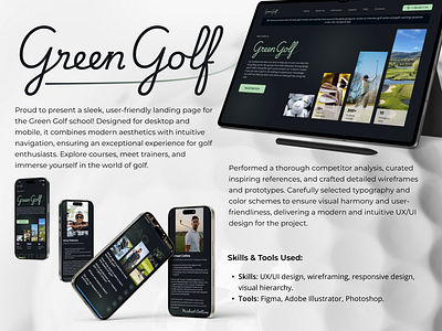 Green golf / Landing Page / ui ux design design figma golf graphic design illustration landing logo mobile ui ux uxui