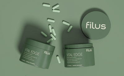 FILUS Supplement Jar Design 3d 3d mockup animation box branding design graphic design health illustration jar jar design jar mockup label design logo motion graphics packaging design personal care supplement supplement label ui