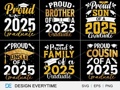 Proud 2025 Graduate Typography Design Bundle award celebrate graduate certificate class of 2025 class of 2025 graduation college degree diploma education tshirt educational design graduation graphic design kdp png pod print on demand proud 2025 graduate senior typography design university