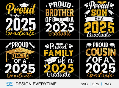 Proud 2025 Graduate Typography Design Bundle award celebrate graduate certificate class of 2025 class of 2025 graduation college degree diploma education tshirt educational design graduation graphic design kdp png pod print on demand proud 2025 graduate senior typography design university