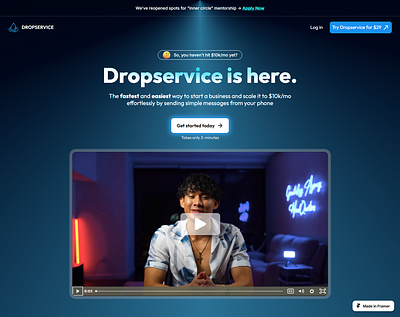 Header redesign | Dropservice.io aesthetic landing pages dropservice framer framer landing page landing page design landing page redesign uiux