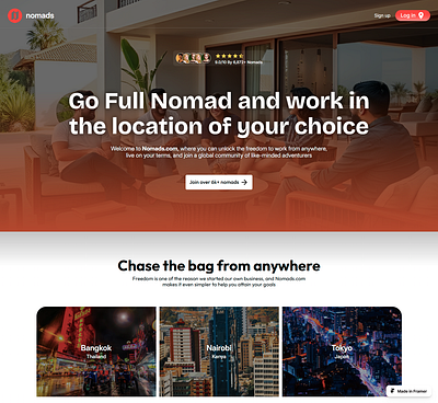 Nomads.com fun revamp aesthetic landing pages landing page redesign nomads.com uiux website copywriting website redesign