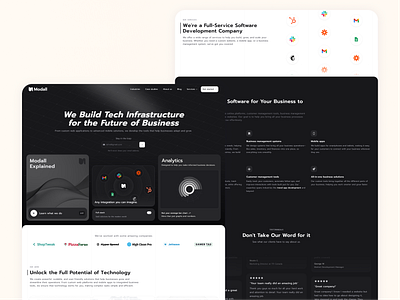 Modern Development Company Website Design dark mode landing page saas website software development tech infrastructure uiux web design