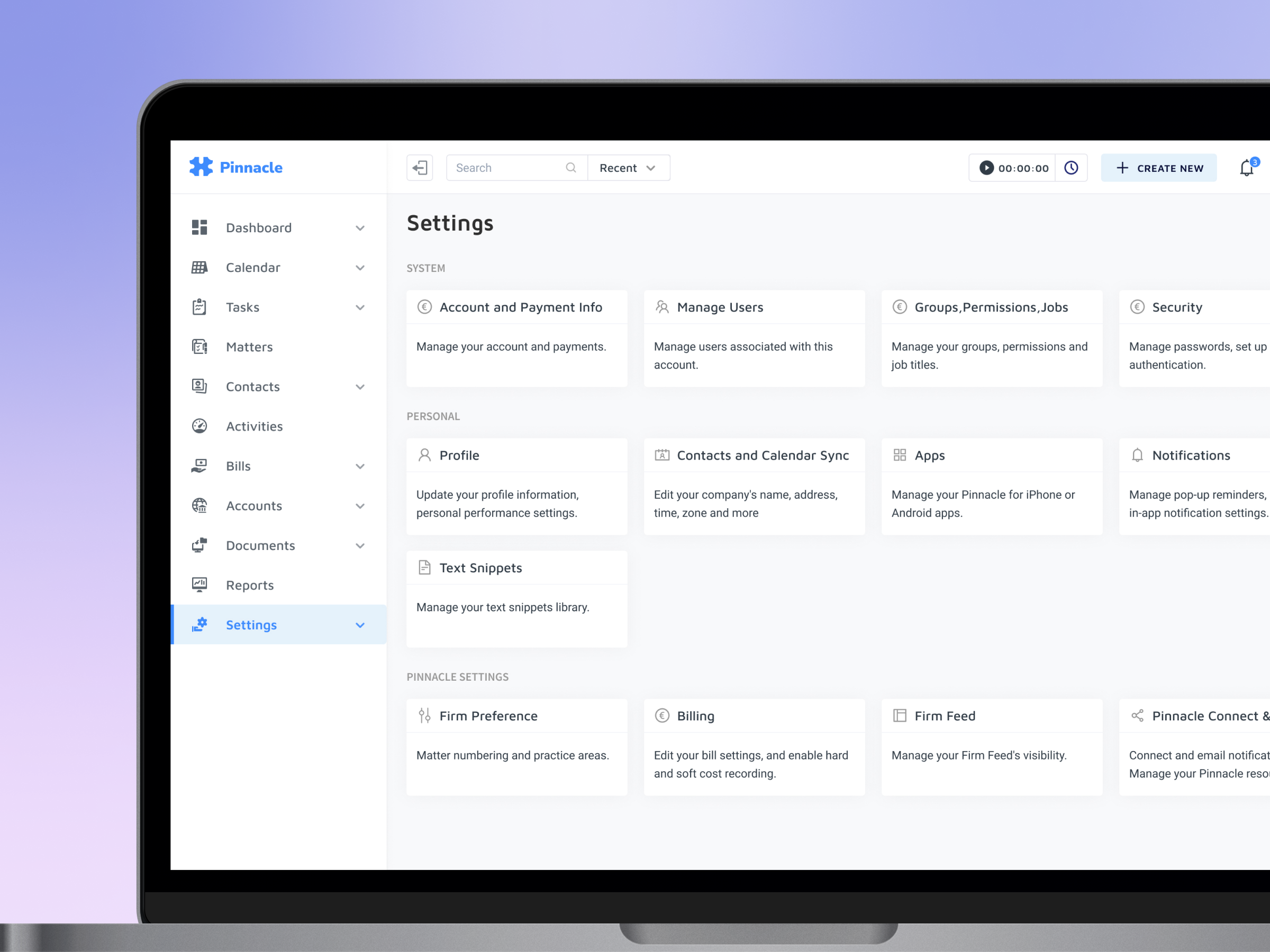 Example of Admin Settings (Manage Users) - Legal CRM