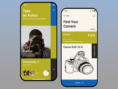 Photography Learning App UI app design app ui app ux camer a catalog creative design digital education learning app mobile ui mobile ux online learning photo community photography photography app ui ui design ux ux design visuals