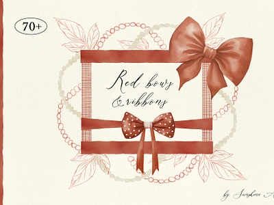 Red bows & ribbons watercolor set artwork baby shower bow with ribbon celebration christmas bow christmas decor gift bow handmade holiday bows illustration inspiration red bow ribbon satin bow silk bow striped bow thanksgiving day valentines watercolor wedding