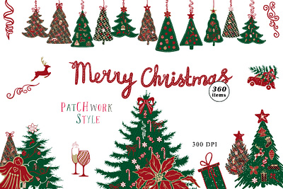 Merry Christmas - patchwork style brushes christmas candy christmas toys christmas tree diy fairy tail festive decor frozen trees garland hand drawn high resolution holiday merry christmas patchwork style posters tree decorations tree trimming watercolor christmas watercolor illustration winter theme