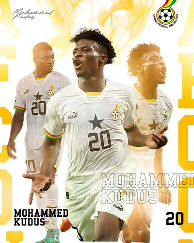 Mohammed Kudus Sports Player profile AFCON accra afcon dubai sports football football flyer ghana kudus london new york nyc soccer sports sports designer in dubai sports team tema