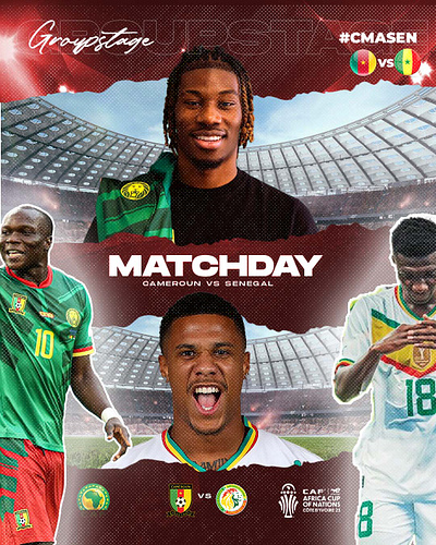 Cameroun VS Senegal Football Tournament Design africa african football african sports cameroun flyer football senegal soccer tournament