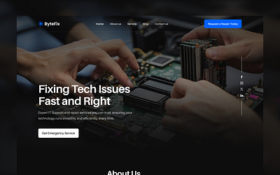 ByteFix – The Perfect Solution for Tech Service Professionals! branding company computer design framer it logo minimal modern professional repair service shop solution tech store technology techservices ui ux website