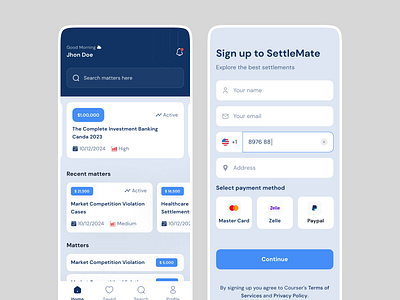 Financial Settlement App 01 app design app uiux financial financial app financial claim legal app legal help app minimal app mobile app design settlement app uiroll uiux