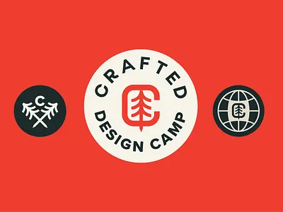 Design Camp Logo Badges badge badges brand branding camp design designer freelance freelancer geometric graphic design icon identity logo mark merit red scout tree visual