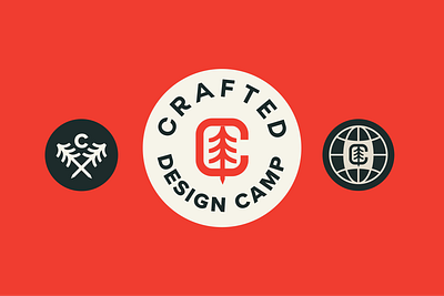 Design Camp Logo Badges badge badges brand branding camp design designer freelance freelancer geometric graphic design icon identity logo mark merit red scout tree visual