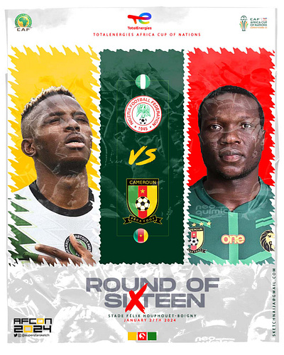 Nigeria VS Cameroun Sports Tournament Design afcon branding cameroun football nigeria soccer sports designer stadium