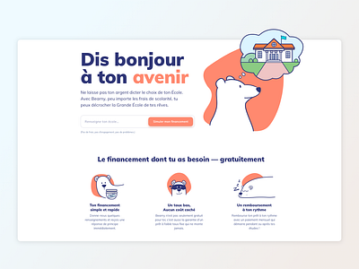 Homepage for a student loan SaaS branding design illustration ui ux