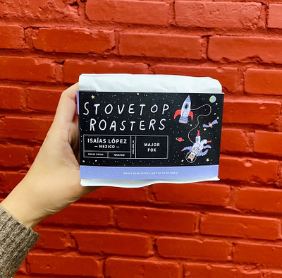 Stovetop Roasters - Major Fox bean cafe coffee cute fox outer packaging roasters rocket satellite space star stovetop