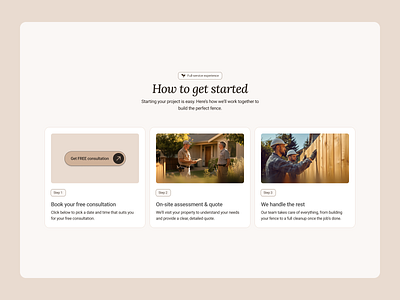 How to Get Started Section bworn cards cta fence imagery landing page metadata minimal modern pastel tag typography ui uiux userexperience webdesign website