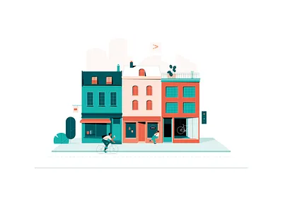 Street Illustration 2d bike buildings city illustration store front street
