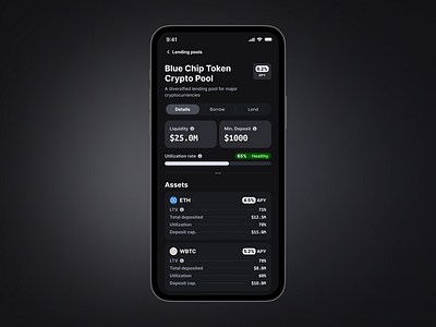 Lending pool details app blockchain design ui ux web3