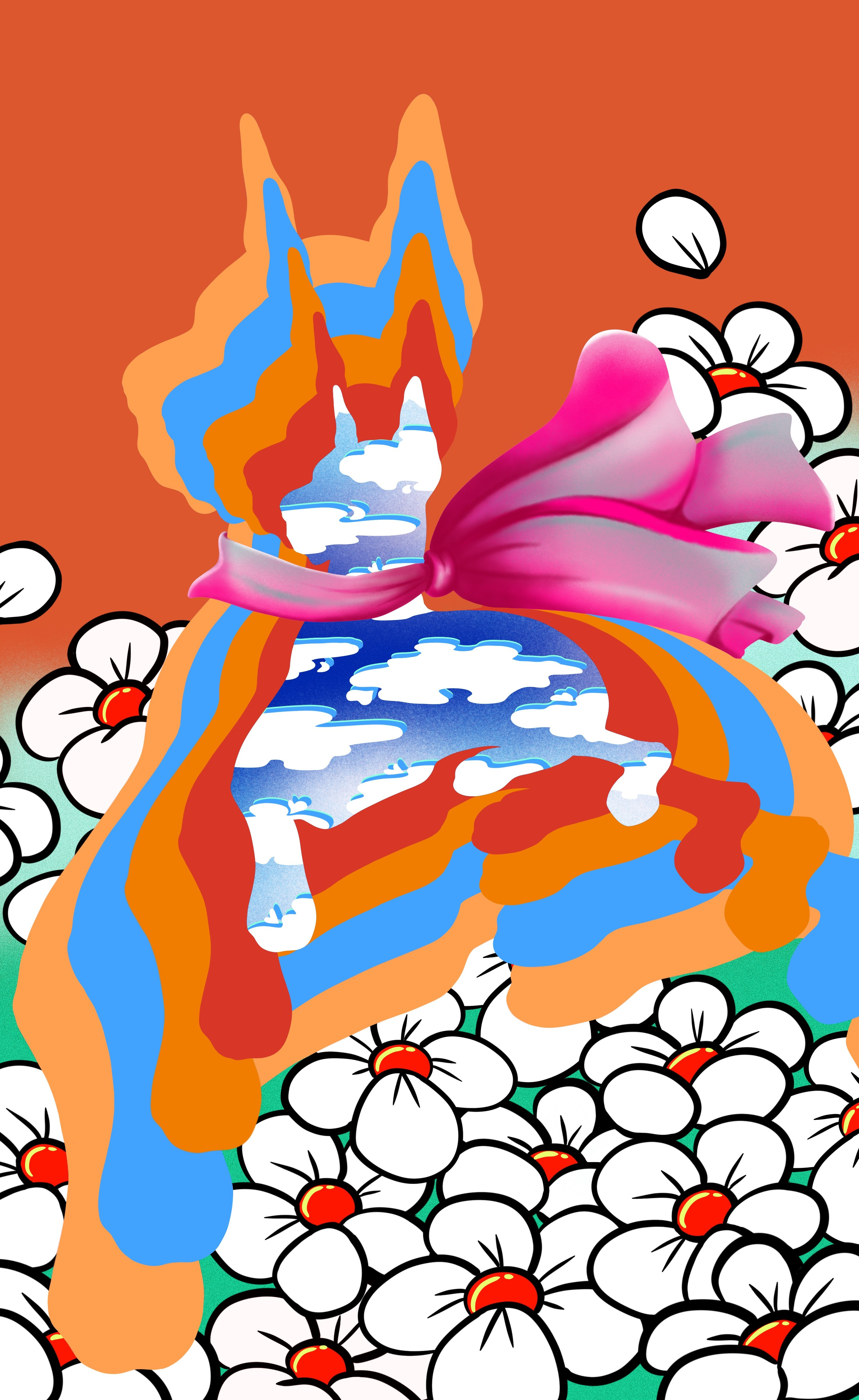 Fata Morgana adobe fresco adobe fresco illustration animal clouds color cute design digital digital art digital illustration dog fantasy flowers illustration surreal