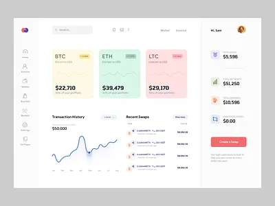 Cryptocurrency Wallet Dashboard UI admin panel analytics cryptocurrency dashboard dashboard design dashboard ui design homepage management tools product design project design saas dashboard ststistics ui design