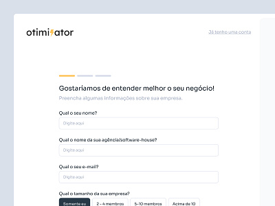 Onboarding + Sign Up | Otimizator design login task ui ux web