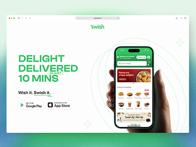 Swish Landing Page - Redesign ⚡ app design brand landing page branding food delivery landing page landing page design minimal design minimalistic webiste product design ui uiux ux design website design