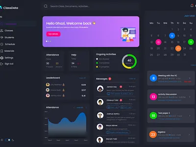 ClassData - Dashboard classroominnovation classroomtools dashboarddesign dataforteachers dataineducation datavisualization edtechsolutions educationdashboard educationtechnology interactivedashboard organizedteaching smartclassroom studentanalytics teachertools teachingmadeeasy techineducation timesavingtools uiuxforeducation userfriendlydashboard visualizedata