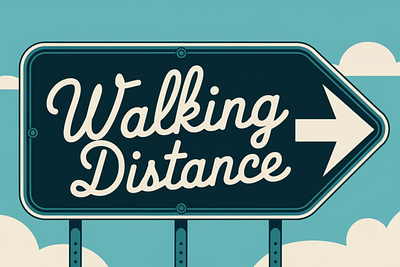 Walking Distance script font design font font sans serif graphic design vector