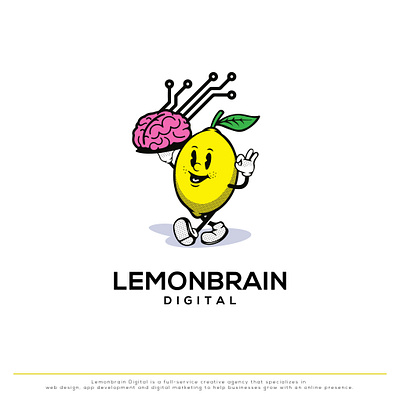 Logo for LemonBrain Digital graphic design illustration logo vector vintage