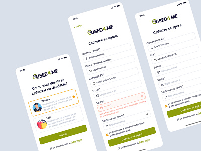 Sign Up Page - Mobile | Used4Me design login sign up ui ux web