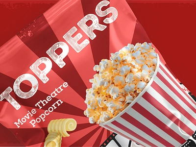 Movie Theatre Popcorn - Packaging branding design graphic design home label movie package packaging popcorn product snack