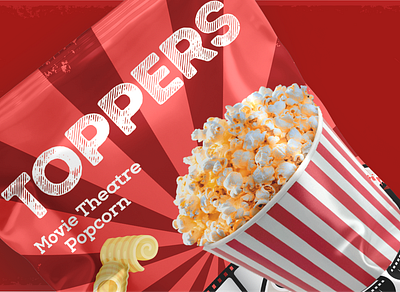 Movie Theatre Popcorn - Packaging branding design graphic design home label movie package packaging popcorn product snack