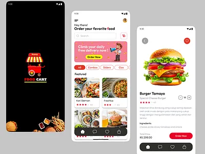 Food Cart - Food Delivery app UI design 3d app app ui branding delivery app design figma food mobile app motion graphics project prototype trend ui user interface wireframe