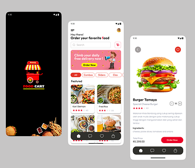 Food Cart - Food Delivery app UI design 3d app app ui branding delivery app design figma food mobile app motion graphics project prototype trend ui user interface wireframe