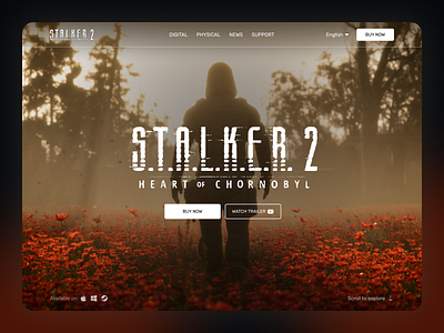 Landing Page for Game | S.T.A.L.K.E.R. 2 desktop desktop app esports games gaming ui home page landing page logo play redesign stalker ui design ux ui videogame web design