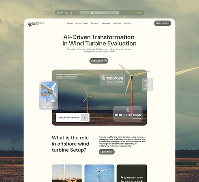 Wind Energy Landing Page design figma graphic design landing page logo ui ux website layout