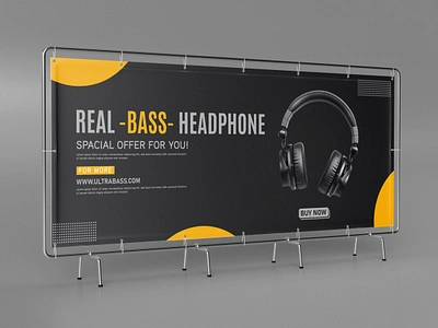 banner design for - headphone ads- ads ads design banner banner design billboard branding design graphic design poster