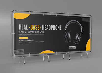 banner design for - headphone ads- ads ads design banner banner design billboard branding design graphic design poster